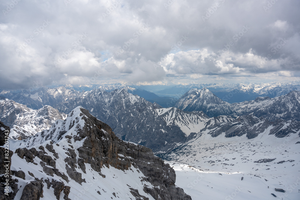 Fototapeta premium Snow-covered mountains in Zugspitze