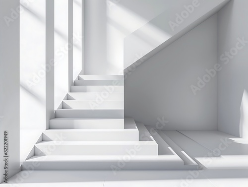 3d render, abstract minimal geometric forms. Glossy white podium for your design