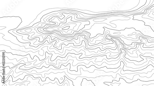 Topographic map with lines on a white background. Geographic map concept. Vector illustration