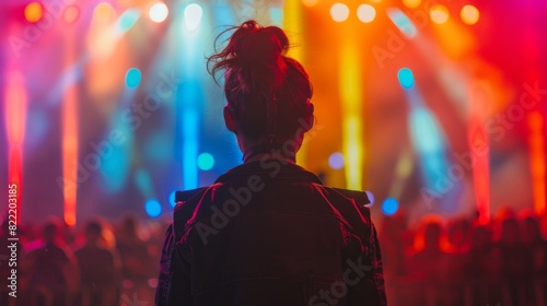 Genderqueer person attending a concert, feeling the freedom of expression