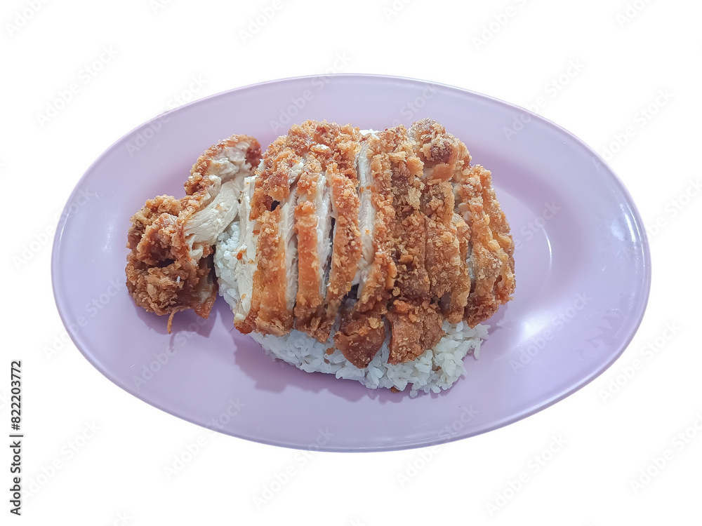 Steamed rice topped with chicken, hainanese chicken rice Steamed rice topped with chicken, hainanese chicken rice