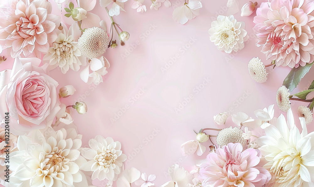 decorations frame with flowers petal, empty space for decoration design text gift background decorations frame with flowers petal, empty space for decoration design text gift background