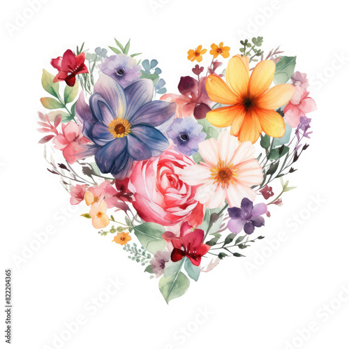 Wallpaper Mural Watercolor Iove Of Different Flowers, clipart Illustration, Generative Ai Torontodigital.ca