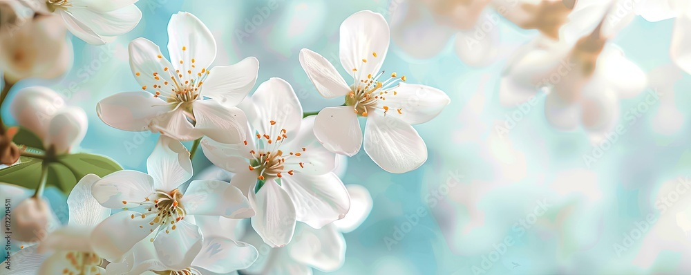Delicate spring flowers with pastel colors in the background, illuminated by warm sunlight, create an atmosphere of joy and hope. Light bubbles add a dreamy quality to this idyllic scene Delicate spring flowers with pastel colors in the background, illuminated by warm sunlight, create an atmosphere of joy and hope. Light bubbles add a dreamy quality to this idyllic scene