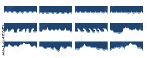 Set of dividers shape templates. Modern separator header for website and app. Curve lines, wave collection of abstract design element for top and bottom page web site