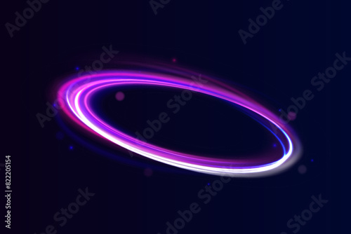 Vector swirl trail effect. Abstract vector fire circles, sparkling swirls and energy light spiral frames.