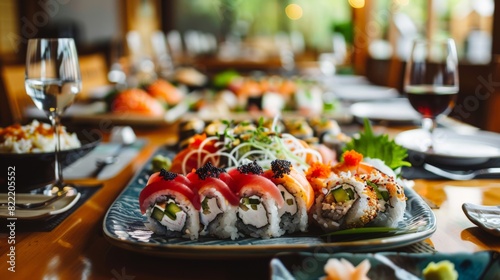 a plate of sushi with a few pieces of sushi on it