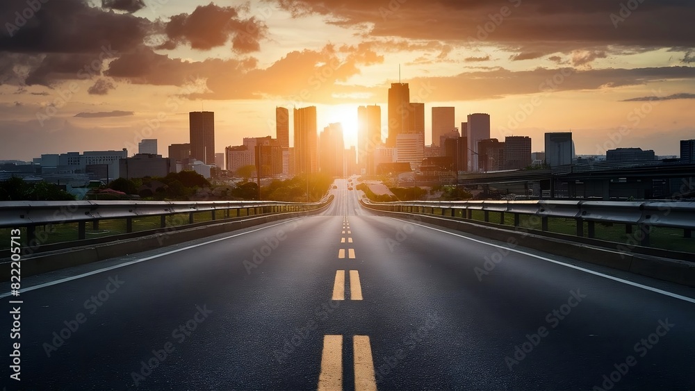 A stunning aerial view of a modern metropolis showcases an asphalt highway that stretches for miles. A stunning aerial view of a modern metropolis showcases an asphalt highway that stretches for miles.
