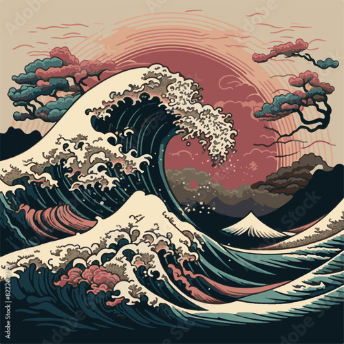 JAPANESE STYLE WAVES. VECTOR FILES, UNIQUE AND COOL DESIGNS AI GENERATE RESULTS