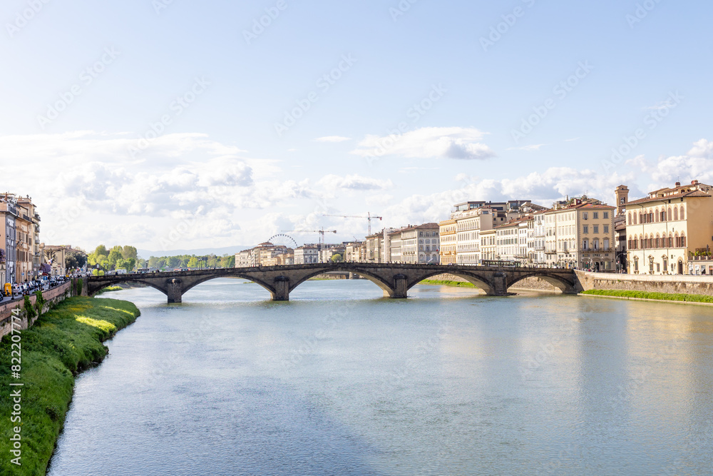 Florence, Italy - April 10, 2024: streets of Florence city center with surrounding area full of tourists in Florence, Italy Florence, Italy - April 10, 2024: streets of Florence city center with surrounding area full of tourists in Florence, Italy