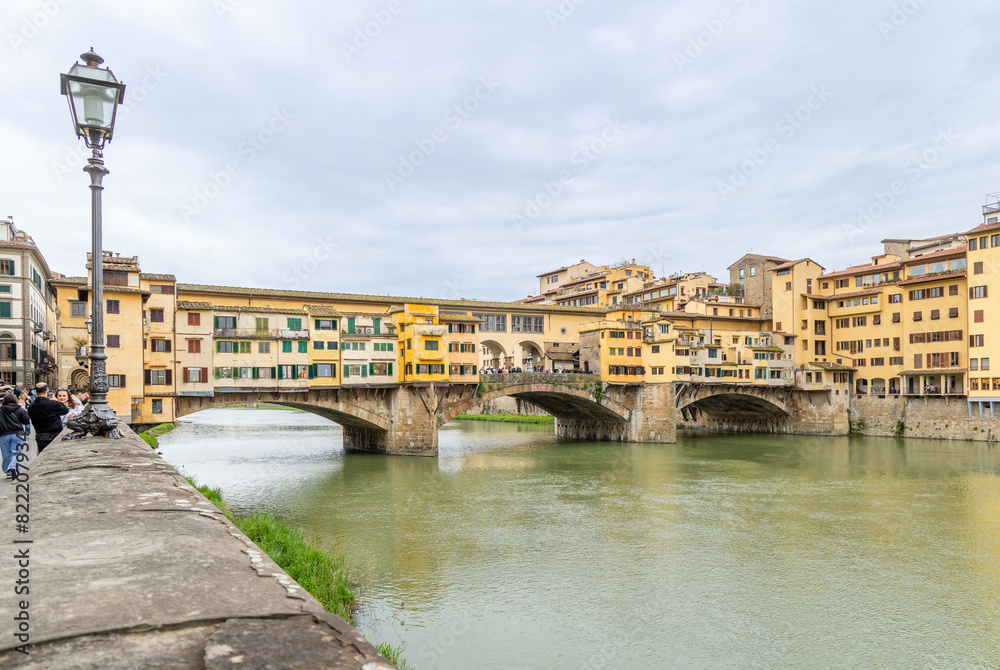 Florence, Italy - April 10, 2024: streets of Florence city center with surrounding area full of tourists in Florence, Italy Florence, Italy - April 10, 2024: streets of Florence city center with surrounding area full of tourists in Florence, Italy