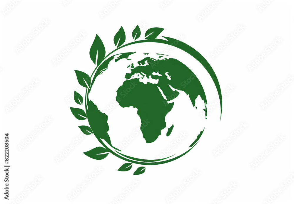 Green earth logo with leaves. Concept of environment and sustainability Green earth logo with leaves. Concept of environment and sustainability