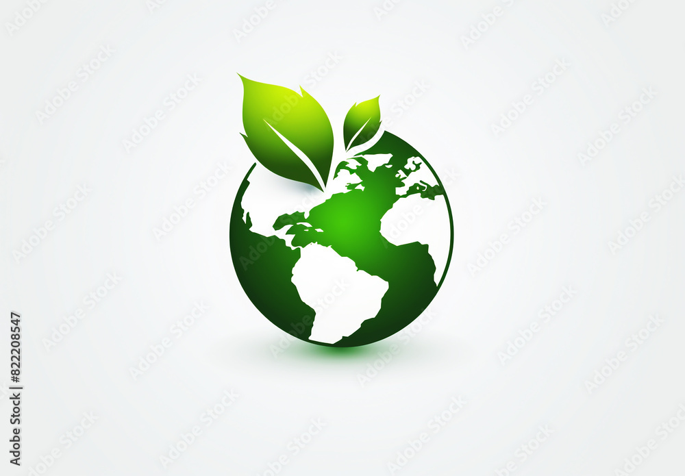 Green earth logo with leaves. Concept of environment and sustainability Green earth logo with leaves. Concept of environment and sustainability