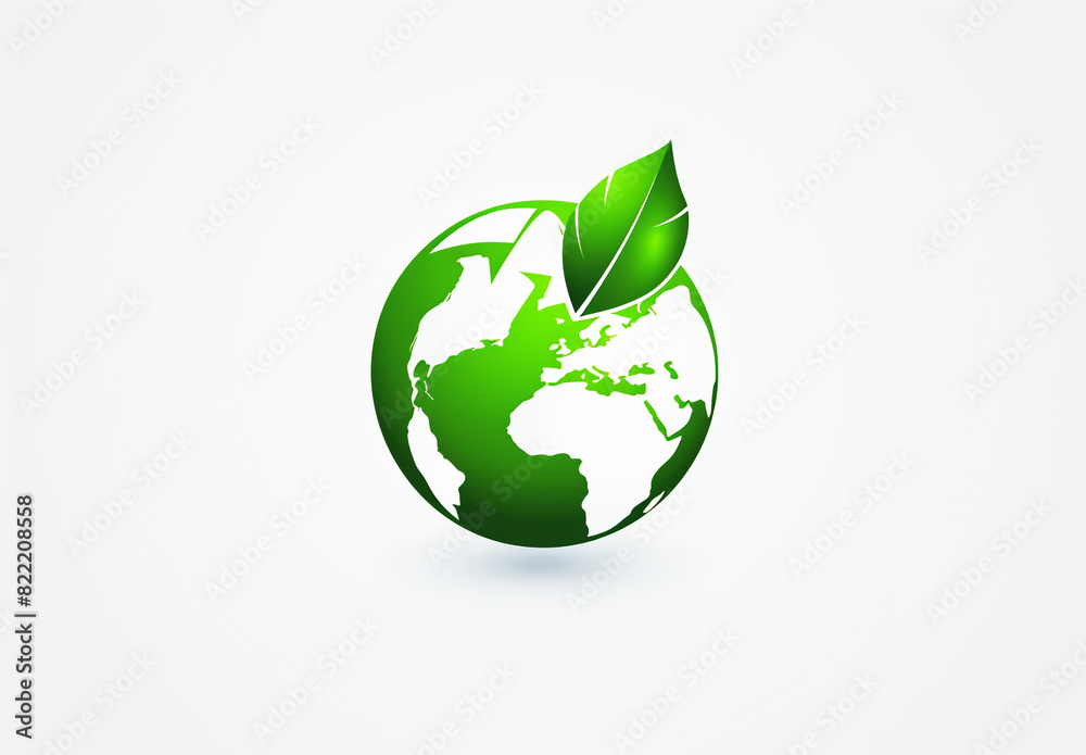 Green earth logo with leaves. Concept of environment and sustainability Green earth logo with leaves. Concept of environment and sustainability