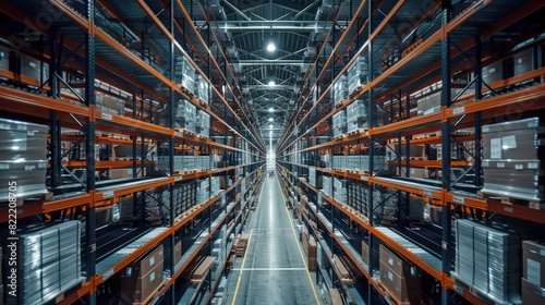 Bottom view of a large distribution warehouse