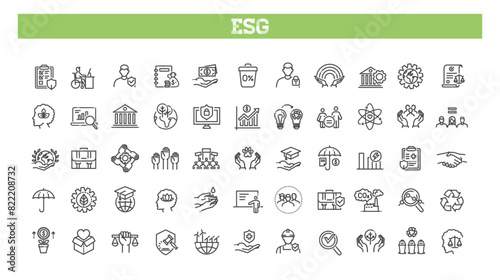 Environmental Social Governance. Ecology, environment, social, icons