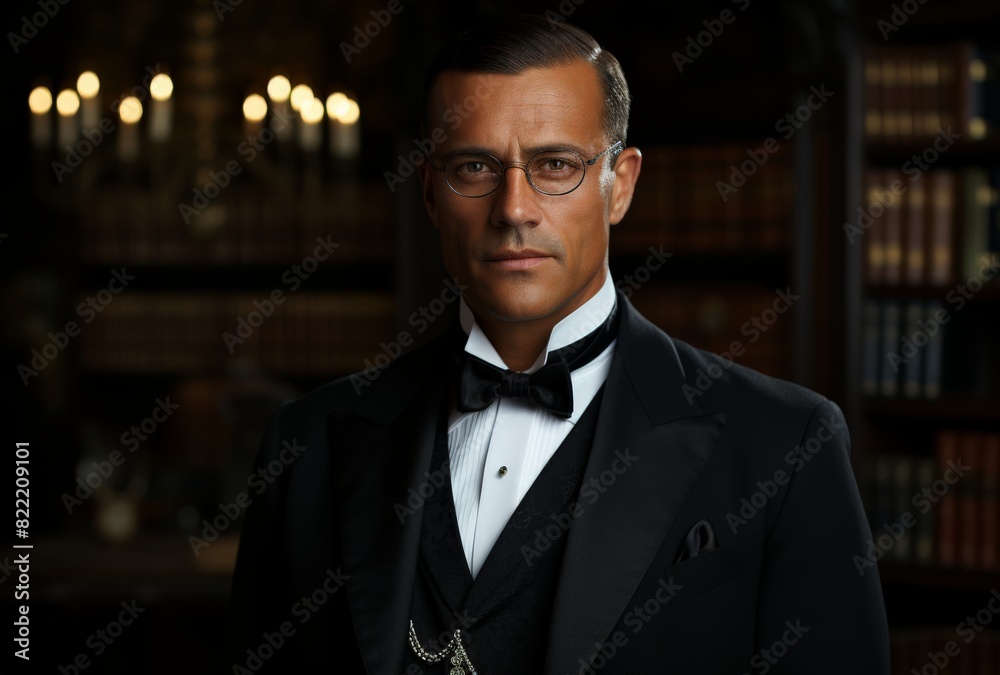 Portrait of Confident Middle-aged Man in Library Setting Portrait of Confident Middle-aged Man in Library Setting