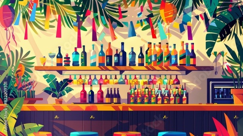Vector Illustration of a Bar Counter Scene
