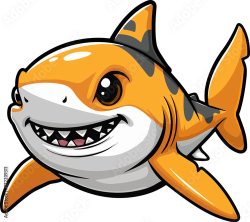 yellow shark isolated vectorial cartoon