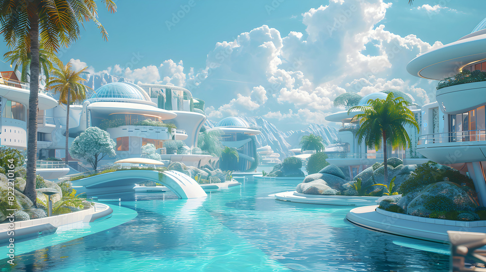 Futuristic Resort with Photo Realistic Smart Fitness Trackers for Optimal Physical Wellness