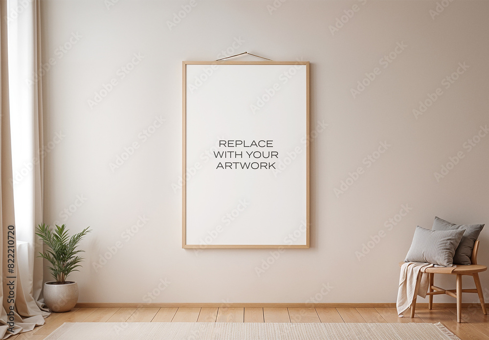 Frame Interior Canvas Wall Art Poster Room Mockup Template with ...