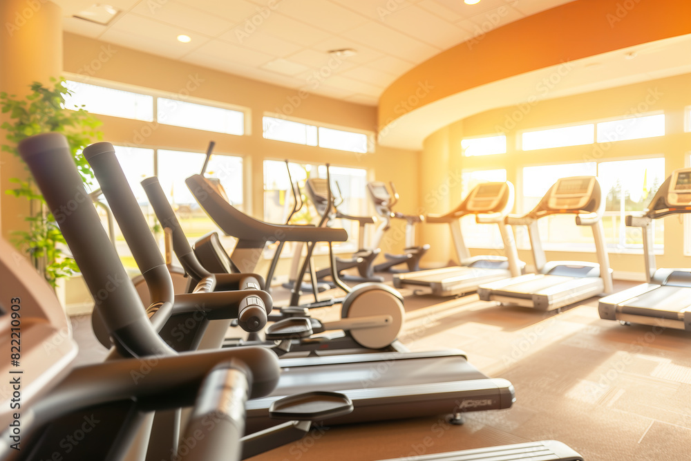 Fototapeta premium Spacious Gym with Treadmills and Ellipticals