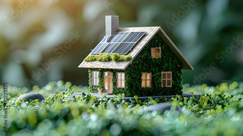 Futuristic Smart Home with Renewable Energy Sources for Eco Friendly Living Environment Concept of Sustainability and Technology Integration in Photo Realistic Style on Adobe Sto