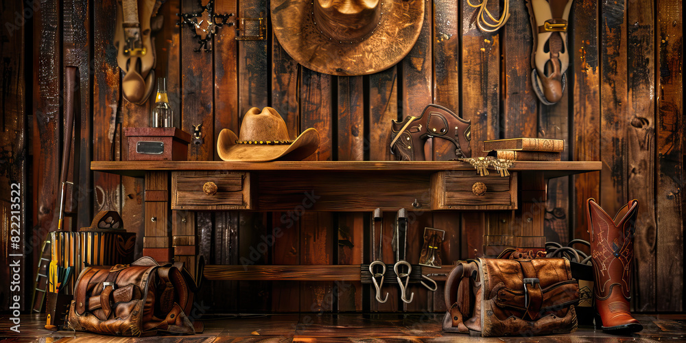 The Rodeo Arena: An abstract desk with a rustic design, reminiscent of ...