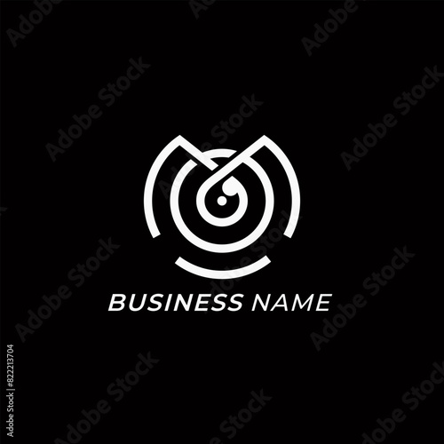design logo creative letter M and lens camera