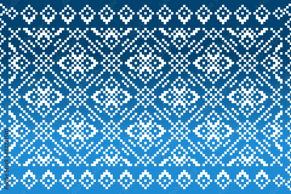 Traditional ethnic motifs ikat geometric fabric pattern cross stitch.Ikat embroidery Ethnic oriental Pixel brown background. Abstract,vector,illustration. Texture,scarf,decoration,wallpaper.
