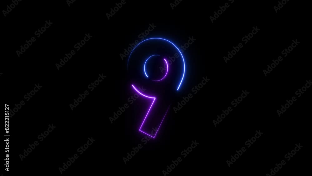 Modern flickering neon number 9 animation Modern flickering neon number 9 animation