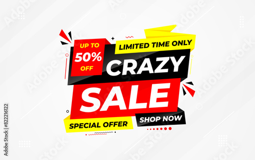Crazy Sale offer Background. Sale banner design template. Vector illustration. Market promotion banner and crazy discount announcement background vector illustration.