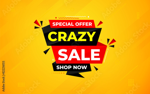 Crazy Sale offer Background. Sale banner design template. Vector illustration. Market promotion banner and crazy discount announcement background vector illustration.