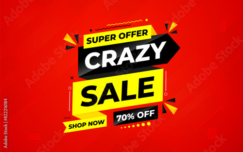 Crazy Sale offer Background. Sale banner design template. Vector illustration. Market promotion banner and crazy discount announcement background vector illustration.
