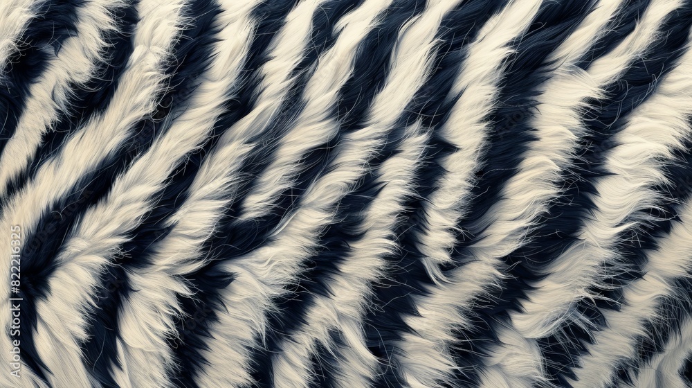 Detailed close-up of black and white striped fur texture resembling an animal like a zebra or skunk Detailed close-up of black and white striped fur texture resembling an animal like a zebra or skunk