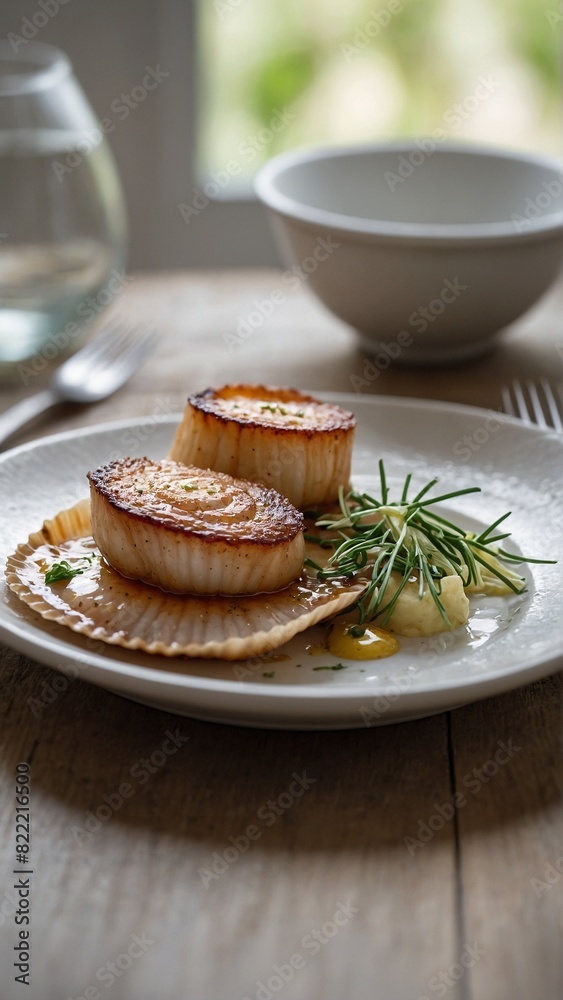 Scallops - Often served with a delicate sauce. Scallops - Often served with a delicate sauce.