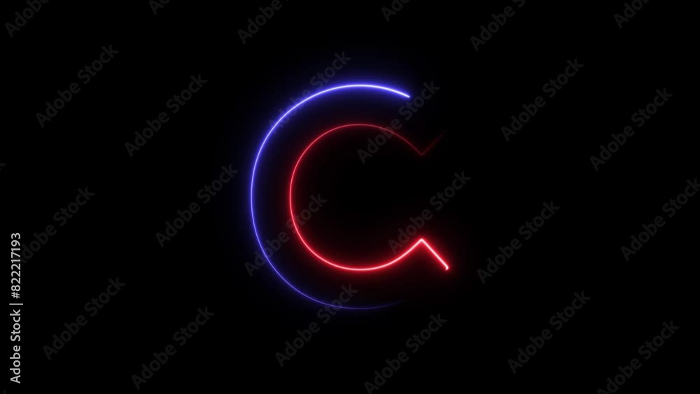 Modern flickering neon letter c animation