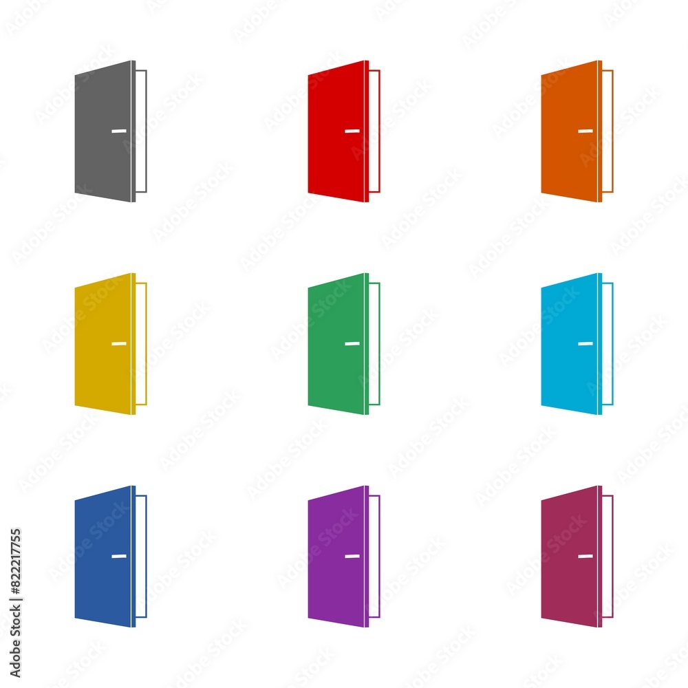 Open door simple icon isolated on white background. Set icons colorful Open door simple icon isolated on white background. Set icons colorful