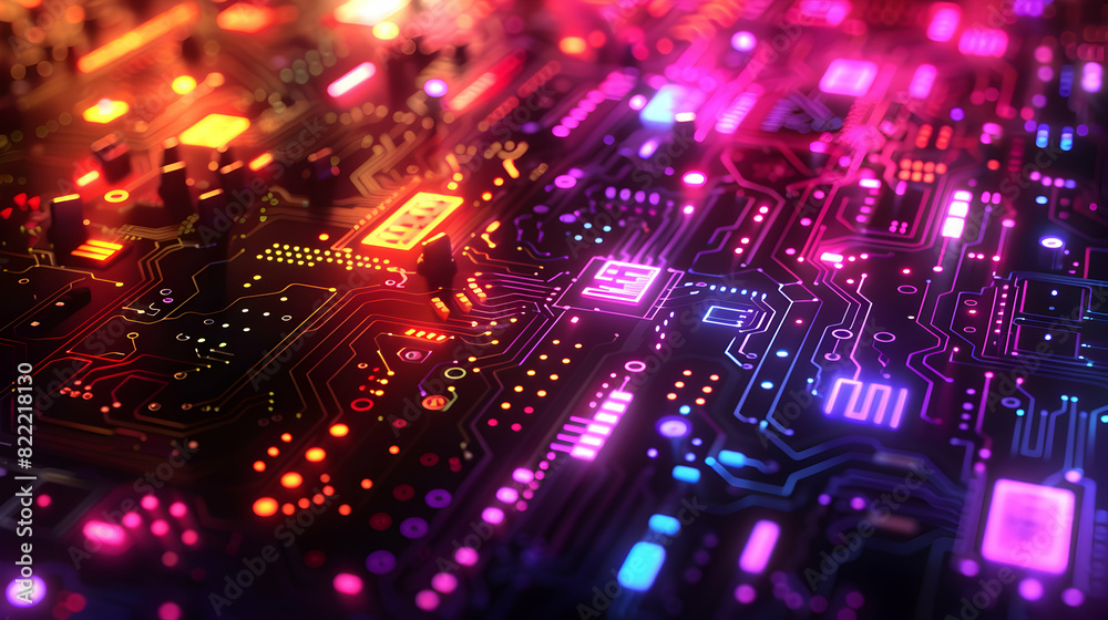 Vibrant glossy circuits concept in abstract digital art symbolizing interconnectedness and innovation in technology Vibrant glossy circuits concept in abstract digital art symbolizing interconnectedness and innovation in technology