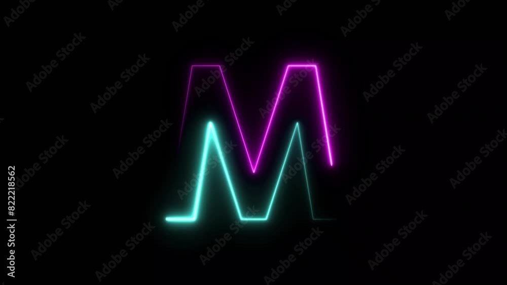 Modern flickering neon letter m animation Modern flickering neon letter m animation