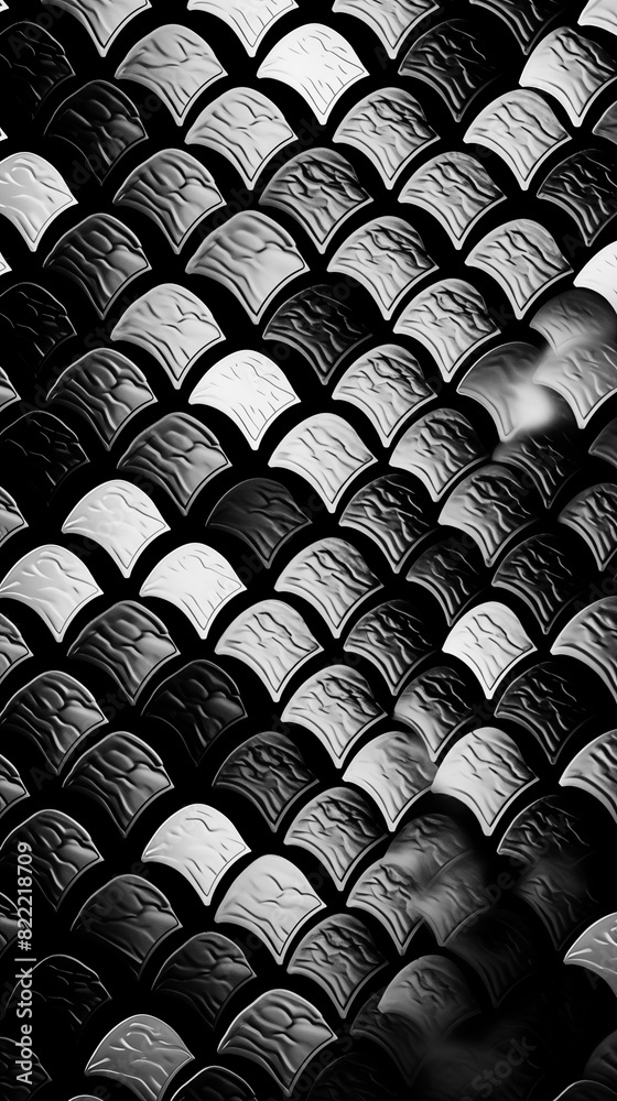 Fototapeta premium Abstract Image, Black and White Scales, Pattern Style Texture, Wallpaper, Background, Cell Phone and Smartphone Case, Computer Screen, Cell Phone and Smartphone Screen, 9:16 Format - PNG