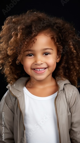 Gray background Happy black american african child Portrait of young beautiful kid Isolated on Background ethnic diversity equality acceptance concept