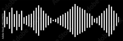  sound waves icons. Audio waves png  radio waves. Voice messaged Wave icon. Monochrome simple sound wave on black  background. Vector sound wave icon. Music player sound bar. Record interface.  eps10