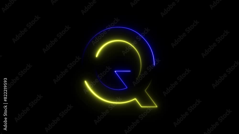 Modern flickering neon letter q animation Modern flickering neon letter q animation