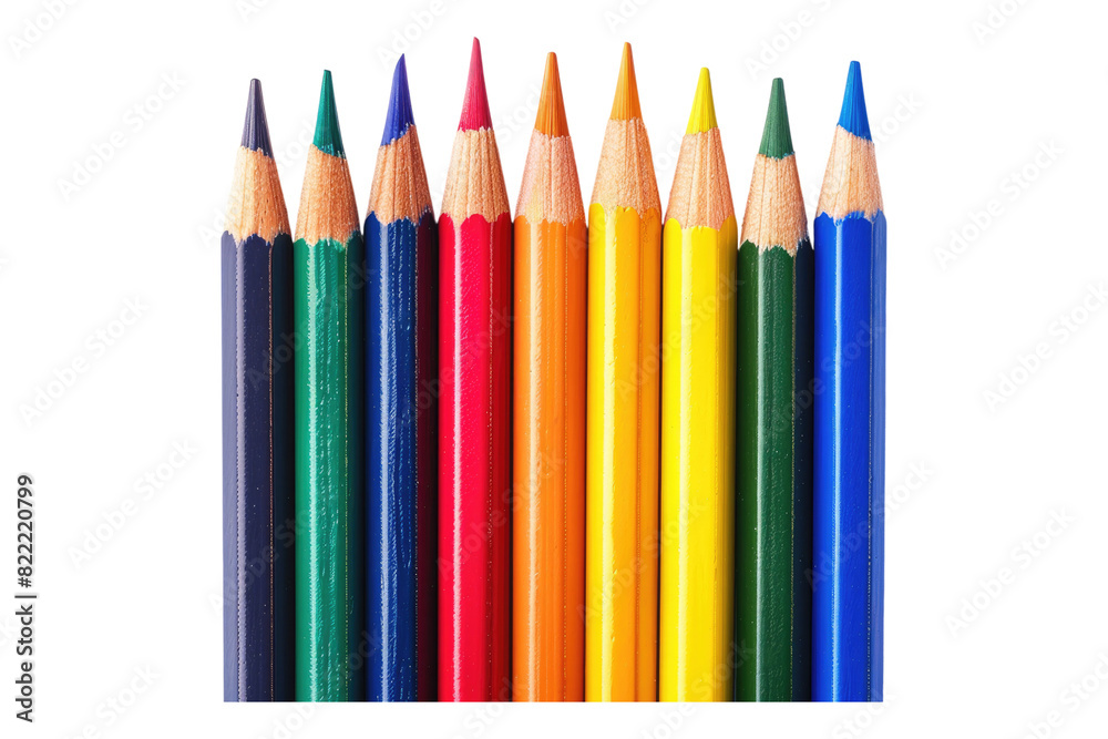 Color pencil laying in row isolated on transparent background Color pencil laying in row isolated on transparent background