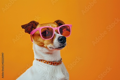 a dog wearing pink sunglasses © Andrei
