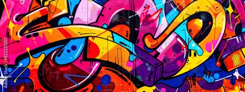 A vibrant  street art background with bold graffiti and urban elements.