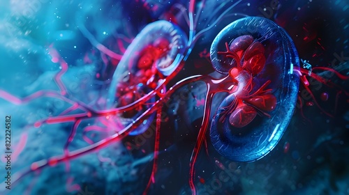 Microscopic View of Acute Kidney Injury from Hyperthermia Showcasing Reduced Renal Flow and Dehydrated Organ