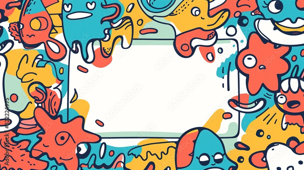 happy free shape and line minimal style cartoonish banner print design cheerful and freedom, with blank empty space for mock up message background happy free shape and line minimal style cartoonish banner print design cheerful and freedom, with blank empty space for mock up message background