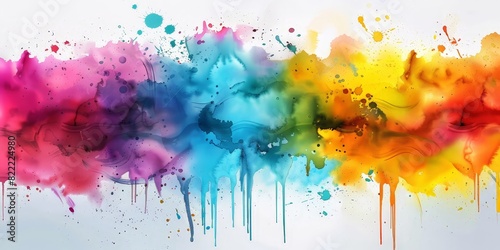Colorful watercolor splash paint background  colorful splashes and paint drips on a white background  watercolor stain with paint splatter  banner abstract color ink explosion